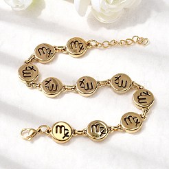 12 Constellations 304 Stainless Steel Link Chain Bracelets&nbsp;BJEW-I239-01G-08