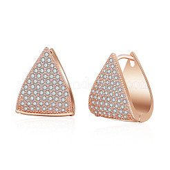 Brass Micro Pave Clear Cubic Zirconia Triangle Hoop Earrings&nbsp;FS-WG8FAD7-02