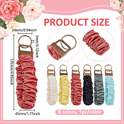 6Pcs 6 Colors Polyester Tartan Keychains&nbsp;KEYC-FG0001-21