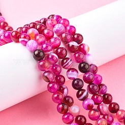 Natural Striped Agate/Banded Agate Bead Strands&nbsp;G-K166-13-8mm-03