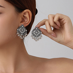 Alloy Crystal Rhinestone Rhombus Chandelier Earrings for Women&nbsp;WG50357-02