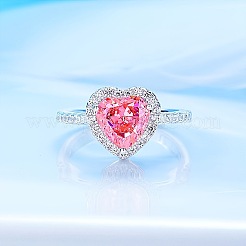 Heart Brass Micro Pave Hot Pink Cubic Zirconia Cuff Rings for Women&nbsp;FS-WGE18ED-02
