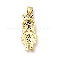 Brass Micro Pave Cubic Zirconia Pendants&nbsp;KK-H433-14B-G