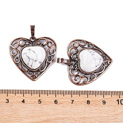 Natural Howlite Peach Love Heart Pendants&nbsp;G-G158-01-05