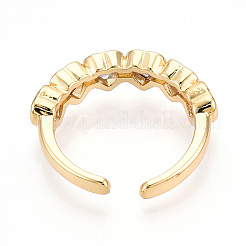 Brass Micro Pave Clear Cubic Zirconia Cuff Rings for Women&nbsp;KK-T074-14G