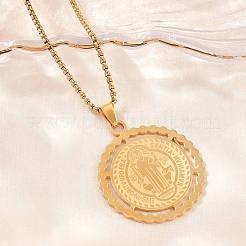 Religion 201 Stainless Steel Saint Benedict Medal Pendant 304 Stainless Steel Box Chain Necklaces&nbsp;SA-H003-04G