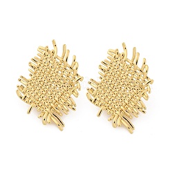Woven Rhombus Brass Stud Earrings&nbsp;EJEW-R025-19G