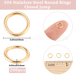 200Pcs 304 Stainless Steel Round Rings&nbsp;STAS-BBC0010-21A