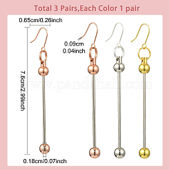 3 Pairs 3 Colors Plastic Dangle Earrings&nbsp;EJEW-YW0001-20