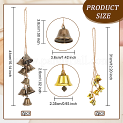 4Pcs 2 Style Iron Bell Pendant Decorations&nbsp;HJEW-OC0001-16