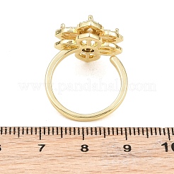 Flower Cubic Zirconia Rotatable Cuff Ring for Calming Worry Meditation&nbsp;RJEW-P025-01A