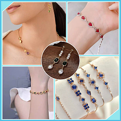 36Pcs 12 Colors Brass Pave Faceted Glass Oval Connector Charms&nbsp;FIND-PH0028-73