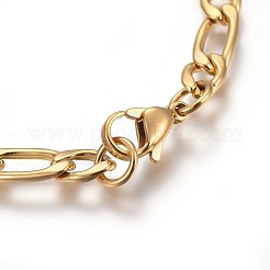 Ion Plating(IP) 304 Stainless Steel Figaro Chain Bracelets&nbsp;BJEW-L637-04A-G