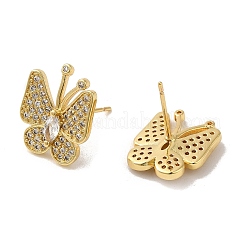 Rack Plating Real 18K Gold Plated Brass Butterfly Stud Earrings&nbsp;EJEW-B034-06G