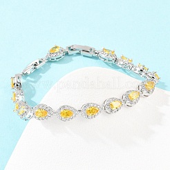 Platinum Tone Brass Micro Pave Cubic Zirconia Tennis Bracelets&nbsp;BJEW-B160-05P