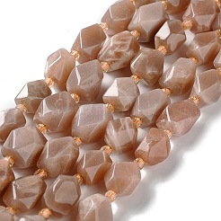 Natural Peach Moonstone Beads Strands&nbsp;G-C182-13-01