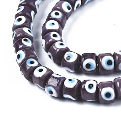 Handmade Evil Eye Lampwork Beads Strands&nbsp;LAMP-WH0006-05F