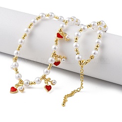 Brass Micro Pave Clear Cubic Zirconia Beaded Necklaces&nbsp;NJEW-Z059-04G-02