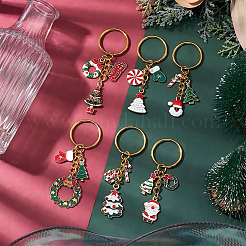 1 Bag Christmas Alloy Enamel Keychains&nbsp;KEYC-SC0001-90