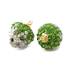 Rhinestone Clay Brass Pendants&nbsp;KK-D295-05G