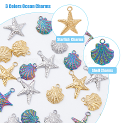 24Pcs 6 Style 304 Stainless Steel Pendants&nbsp;STAS-DC0013-18