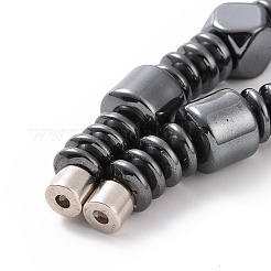 Disc & Column & Polygon Synthetic Hematite Beaded Necklace with Magnetic Clasp for Men Women&nbsp;G-C006-03