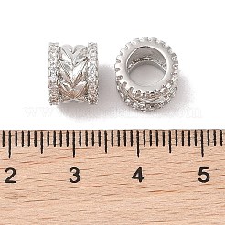 Brass Micro Pave Clear Cubic Zirconia European Beads&nbsp;KK-B100-047P