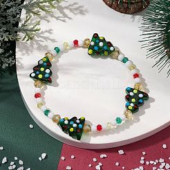 Round & Christmas Tree Glass Beaded Stretch Bracelets for Women&nbsp;X1-BJEW-TA00503