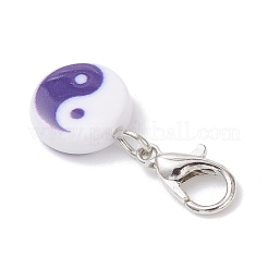 Flat Round with Yin-yang Pattern Opaque Acrylic Pendant Decorations&nbsp;HJEW-JM04188