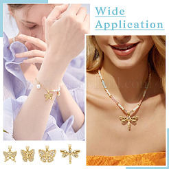 4Pcs 4 Styles Brass Micro Pave Clear Cubic Zirconia Pendants&nbsp;KK-TA0002-84