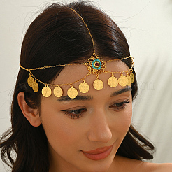 Elegant Zinc Alloy Vintage Flower Coin Tassel Hair Jewelry Brass Head Chains for Women Holiday and Party Wear&nbsp;YP6332