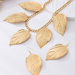 Alloy Leaf Shape Dangle Earrings & Pendant Necklaces Sets&nbsp;WGCA963-01