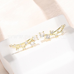 Brass Pave Cubic Zirconia Stud Crawler Earrings&nbsp;KK-CBAA351-05G