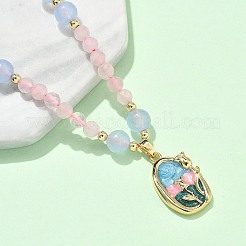 Natural Rose Quartz Pendant Necklaces for Women&nbsp;NJEW-G165-01D-G