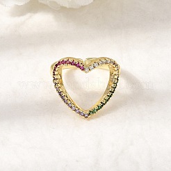 Brass Micro Pave Cubic Zirconia Open Cuff Rings&nbsp;RJEW-P186-04G