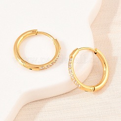 304 Stainless Steel Clear Cubic Zirconia Hoop Earrings&nbsp;EJEW-L307-05G