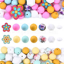 57Pcs 7 Styles Food Grade Silicone Focal Beads&nbsp;SIL-YW0001-70