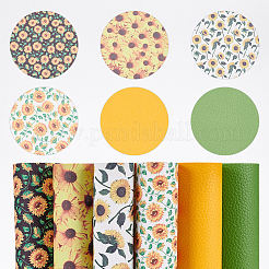 Sunflower Pattern PU Leather Fabric Sheet&nbsp;DIY-WH0399-13