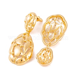 Retro Hollow Oval Drawbench Brass Dangle Stud Earrings for Women&nbsp;EJEW-G391-13G