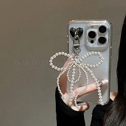 4Pcs 2 Styles Bowknot Plastic Imitation Pearl Shoe Charms&nbsp;AJEW-HY0001-93