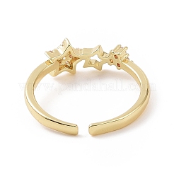 Clear Cubic Zirconia Hollow Out Star Open Cuff Ring&nbsp;RJEW-E072-23G