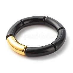 Acrylic & CCB Plastic Curved Tube Beads Stretch Bracelets Set for Women&nbsp;X-BJEW-JB07318