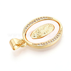 Brass Micro Pave Clear Cubic Zirconia Pendants&nbsp;KK-N268-24G
