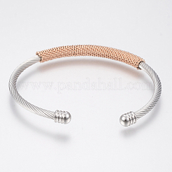 304 Stainless Steel Cuff Bangles Torque Bangles&nbsp;BJEW-H570-31
