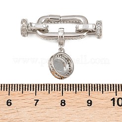Flat Round Brass Micro Pave Cubic Zirconia Fold Over Clasps&nbsp;KK-U059-62P