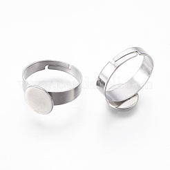 Tarnish Resistant Adjustable 304 Stainless Steel Finger Rings Components&nbsp;STAS-F149-21P-B