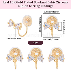 10Pcs Brass Micro Pave Clear Cubic Zirconia Clip-on Earring Findings&nbsp;KK-BBC0022-19