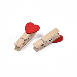 Wooden Craft Pegs Clips with Heart Beads&nbsp;WOOD-R249-006