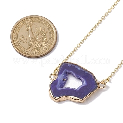 Electroplate Natural Druzy Geode Agate Pendant Necklaces for Women&nbsp;NJEW-JN04730