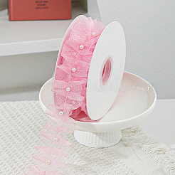 Polyester with Plastic Pearl Bead Wrinkle Ribbon&nbsp;OCOR-WH20003-63A